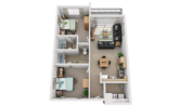 2x2 Apartment Bedroom Thumbnail